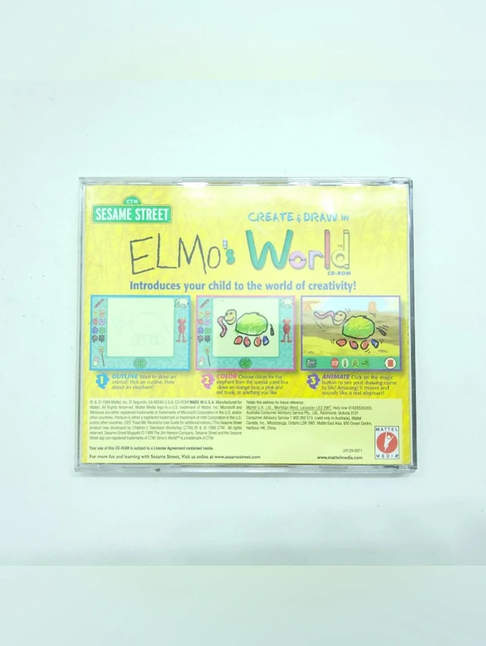 Sesame Street Create & Draw in Elmo's World CD ROM Windows 95 98 Vintage Mattel